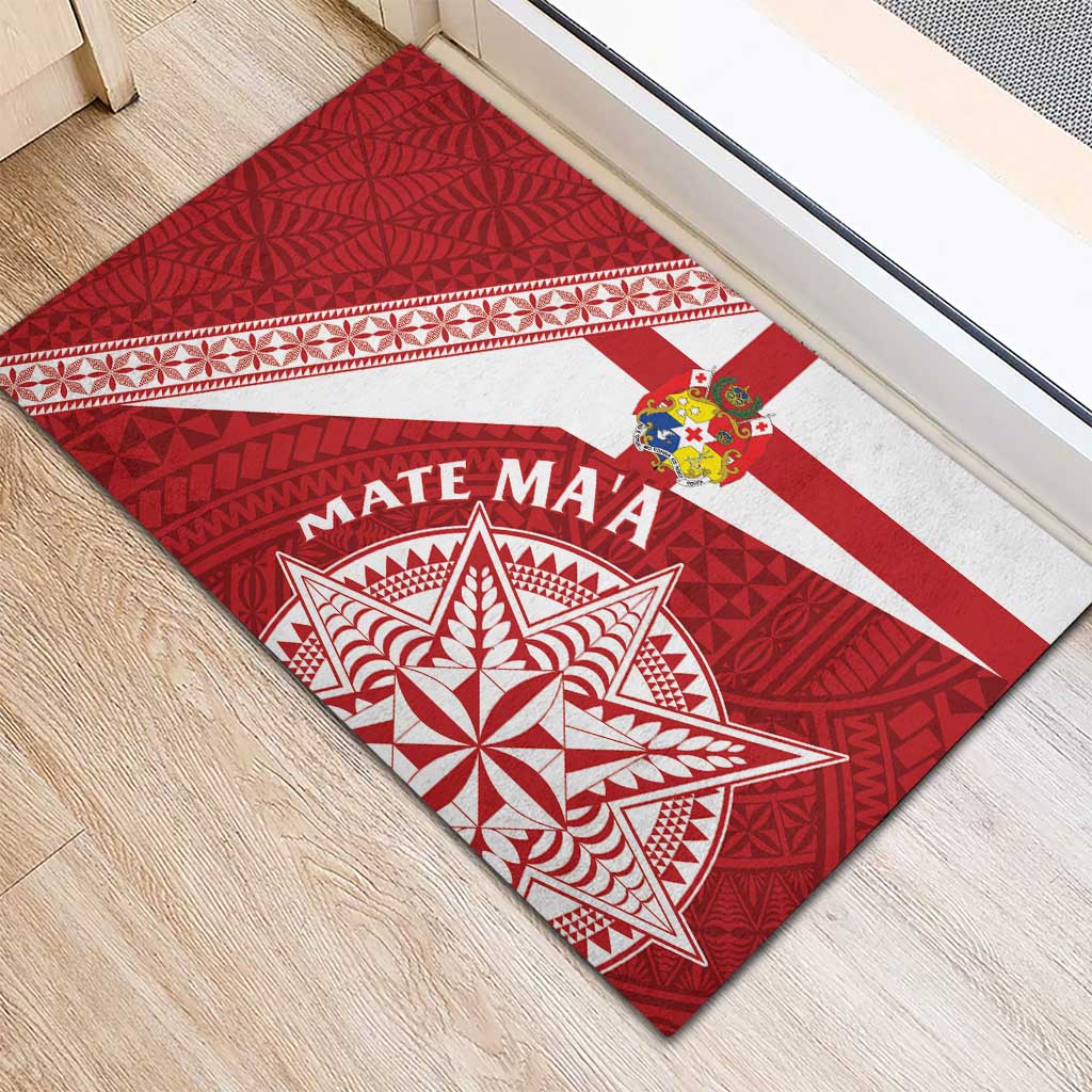 Tonga Rugby Mate Maa Rubber Doormat Ngatu Pattern