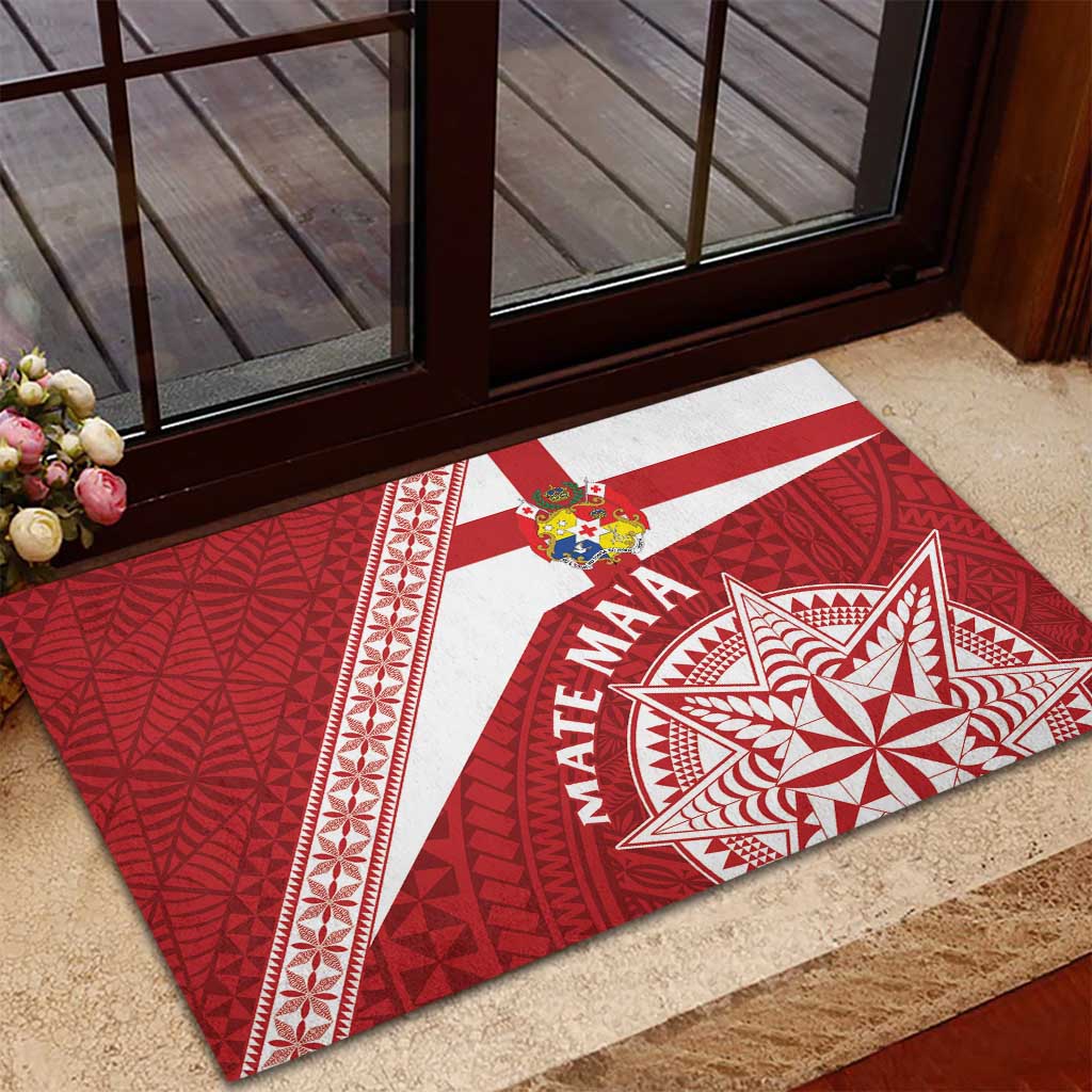 Tonga Rugby Mate Maa Rubber Doormat Ngatu Pattern