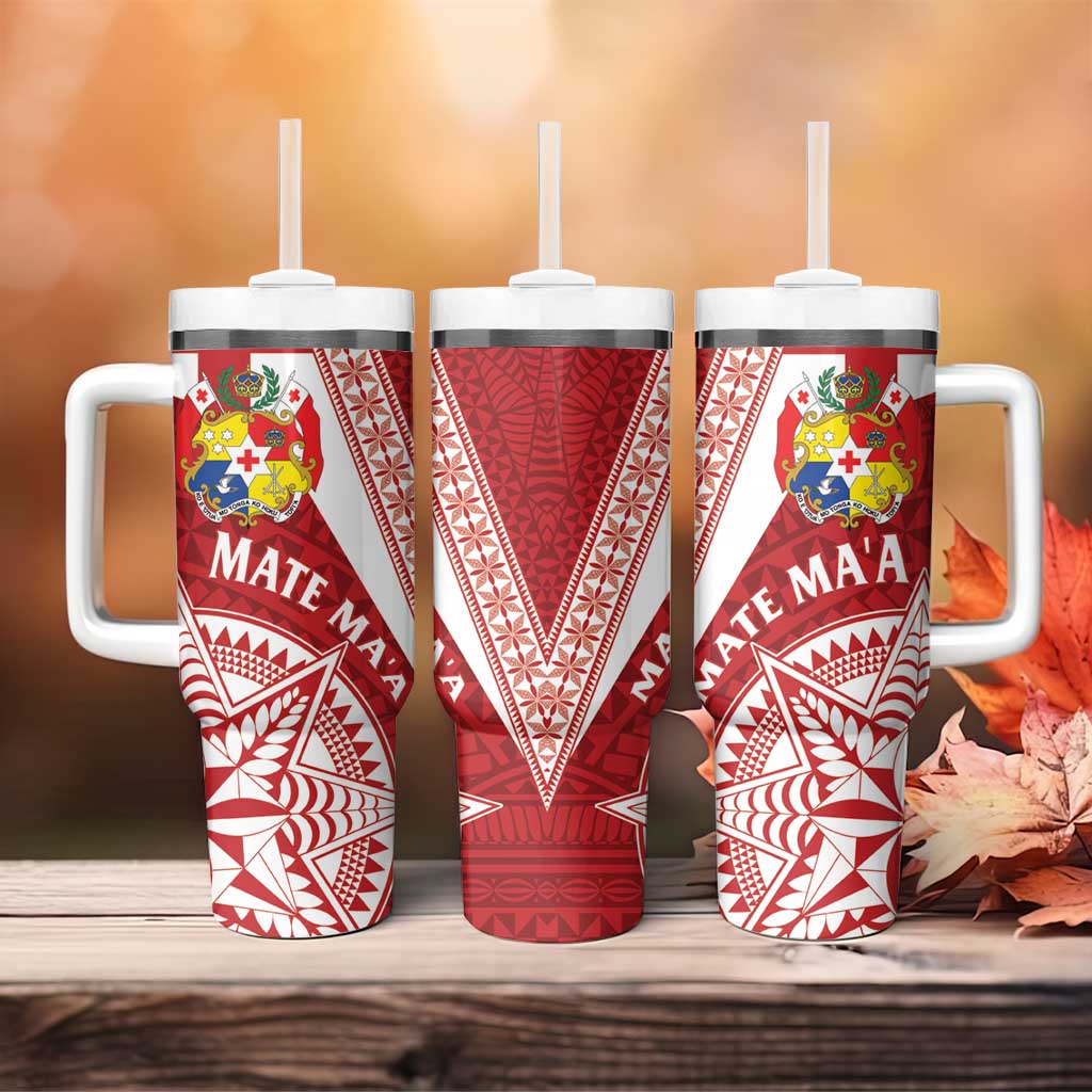 Tonga Rugby Mate Maa Tumbler With Handle Ngatu Pattern