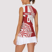 Custom Tonga Rugby Mate Maa Women Sleeveless Polo Shirt Ngatu Pattern