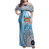 Custom Fiji Rugby Bati Family Matching Off Shoulder Maxi Dress and Hawaiian Shirt Tapa Pattern