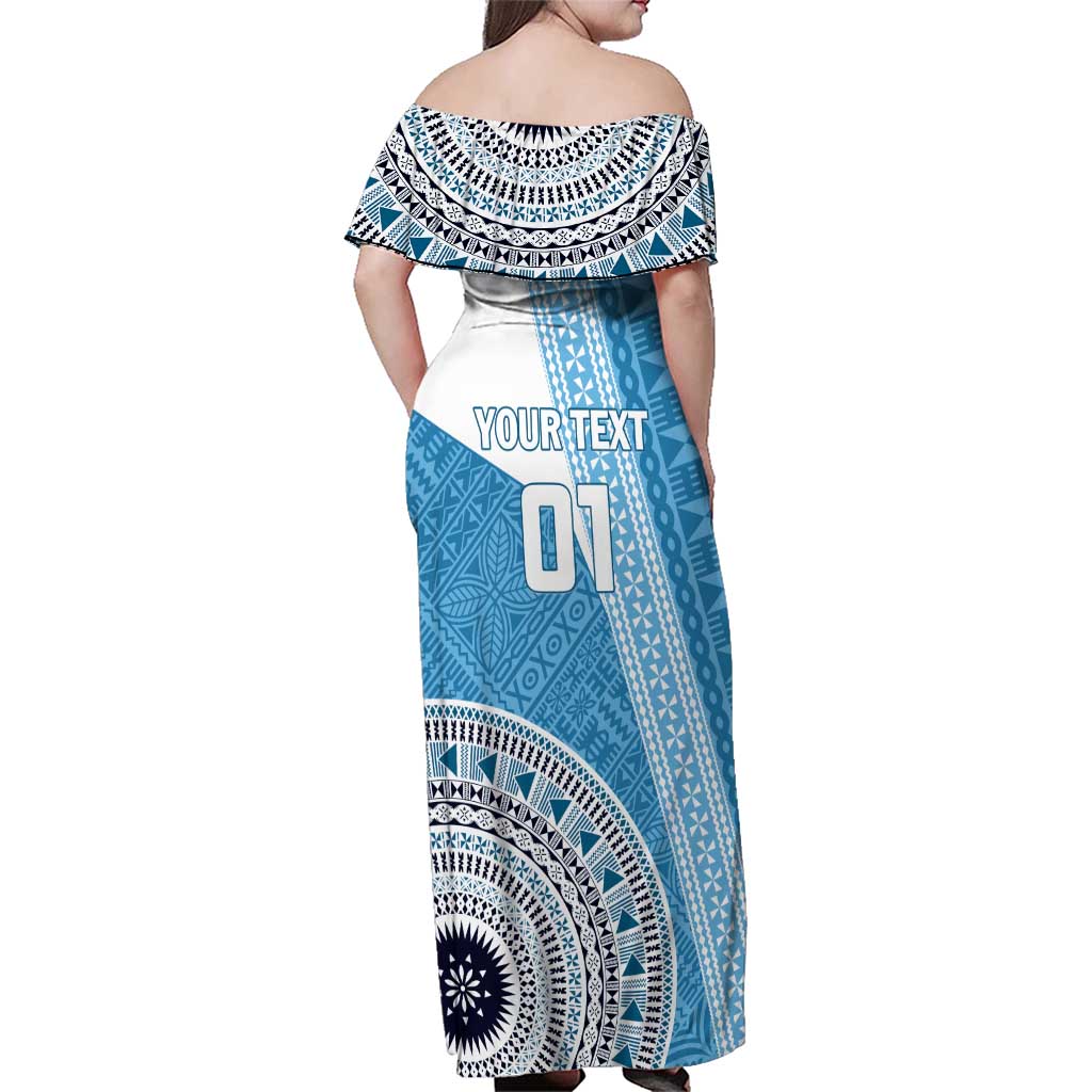 Custom Fiji Rugby Bati Family Matching Off Shoulder Maxi Dress and Hawaiian Shirt Tapa Pattern
