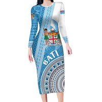 Custom Fiji Rugby Bati Long Sleeve Bodycon Dress Tapa Pattern