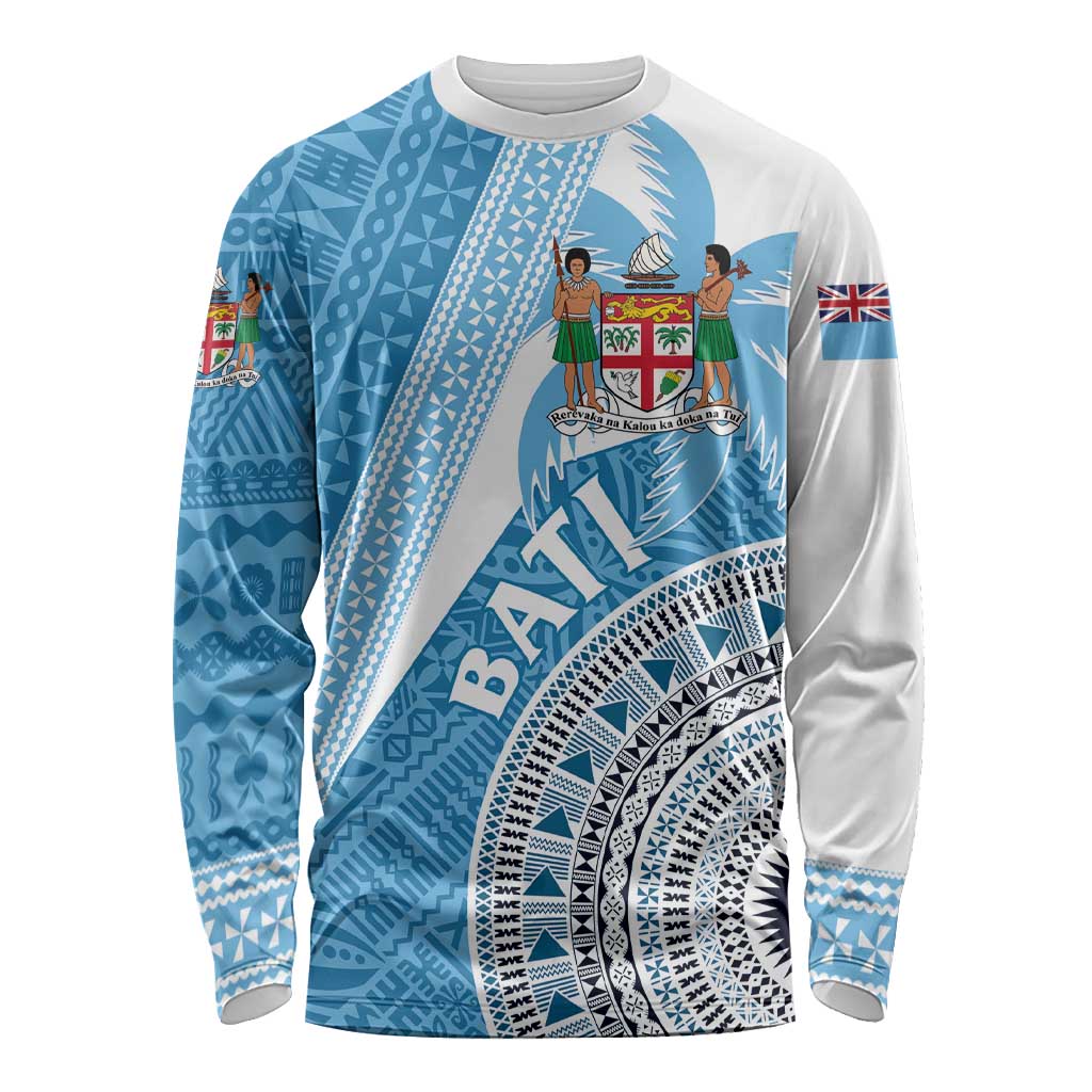 Custom Fiji Rugby Bati Long Sleeve Shirt Tapa Pattern