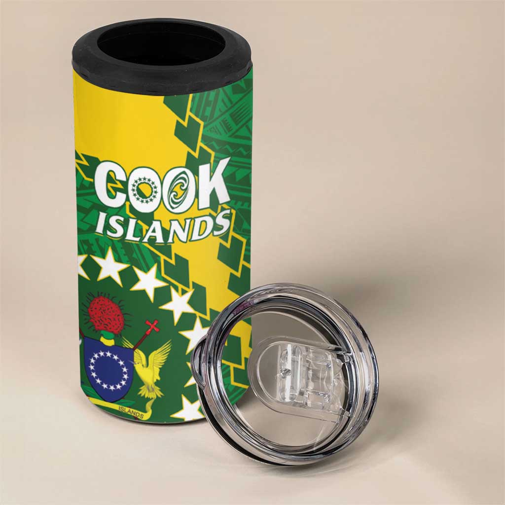 Cook Islands Rugby Kukis 4 in 1 Can Cooler Tumbler Circle Stars