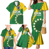 Custom Cook Islands Rugby Kukis Family Matching Mermaid Dress and Hawaiian Shirt Circle Stars LT01 - Polynesian Pride