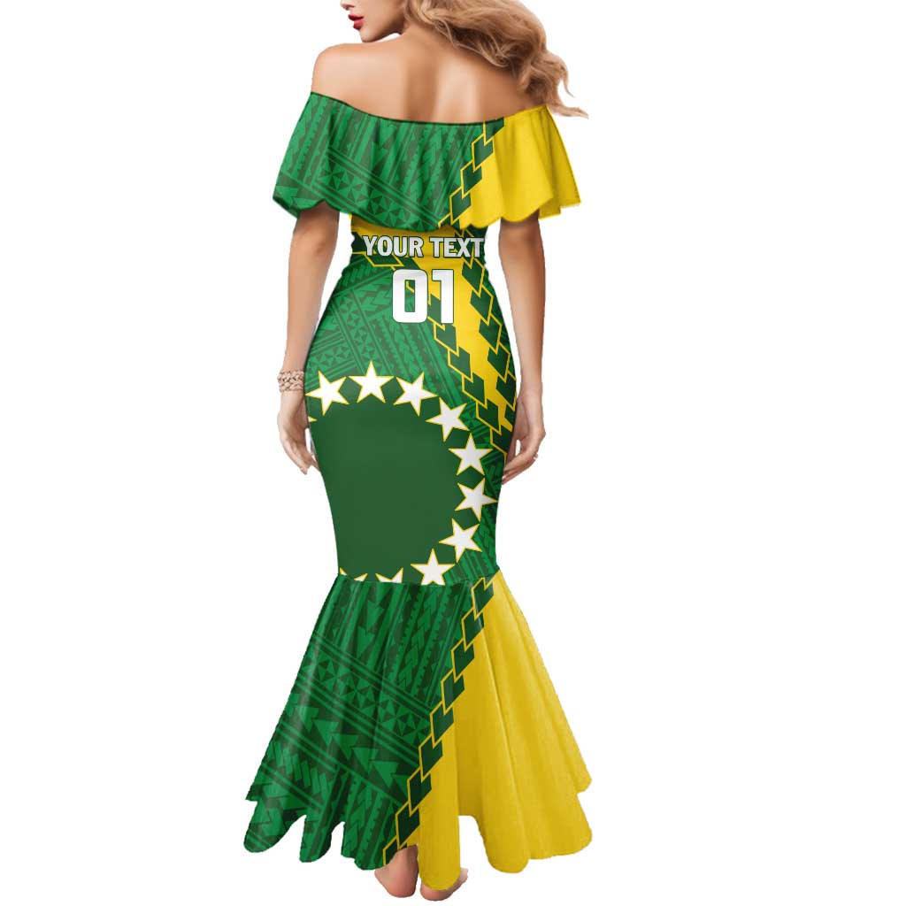 Custom Cook Islands Rugby Kukis Family Matching Mermaid Dress and Hawaiian Shirt Circle Stars LT01 - Polynesian Pride