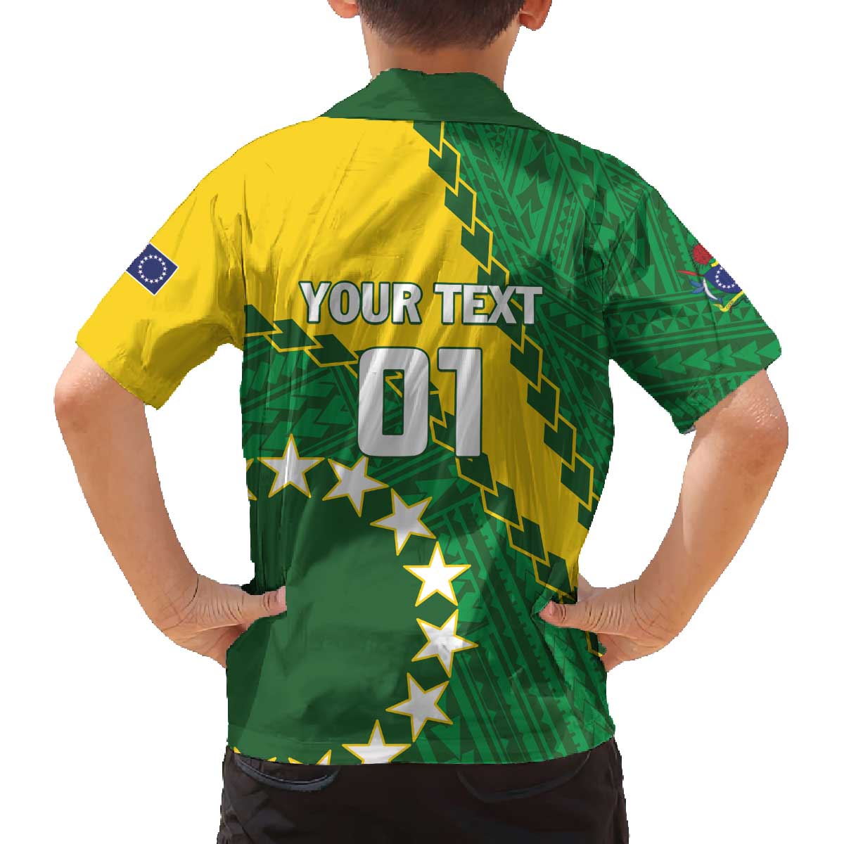Custom Cook Islands Rugby Kukis Family Matching Off The Shoulder Long Sleeve Dress and Hawaiian Shirt Circle Stars LT01 - Polynesian Pride