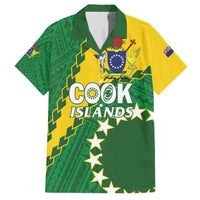 Custom Cook Islands Rugby Kukis Family Matching Off The Shoulder Long Sleeve Dress and Hawaiian Shirt Circle Stars LT01 Dad's Shirt - Short Sleeve Green - Polynesian Pride