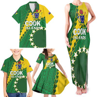 Custom Cook Islands Rugby Kukis Family Matching Tank Maxi Dress and Hawaiian Shirt Circle Stars LT01 - Polynesian Pride