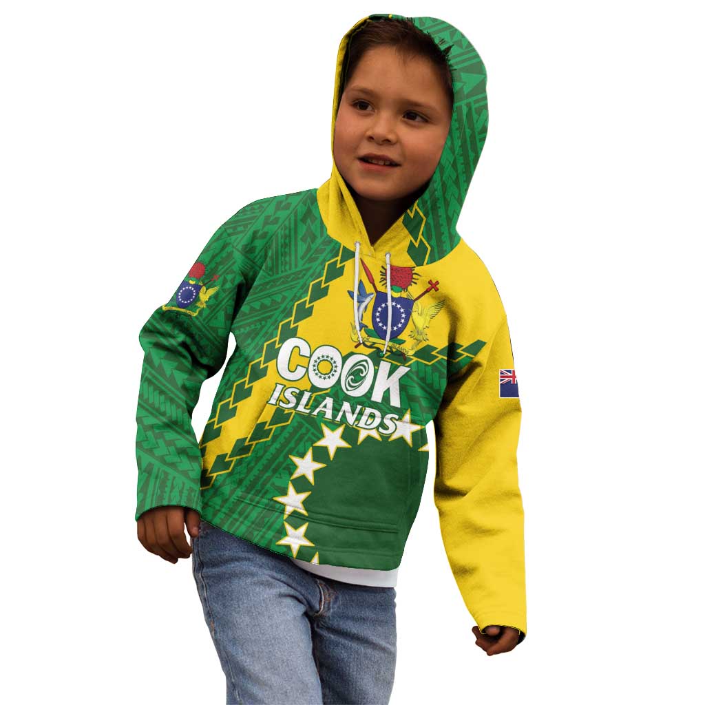 Custom Cook Islands Rugby Kukis Kid Hoodie Circle Stars