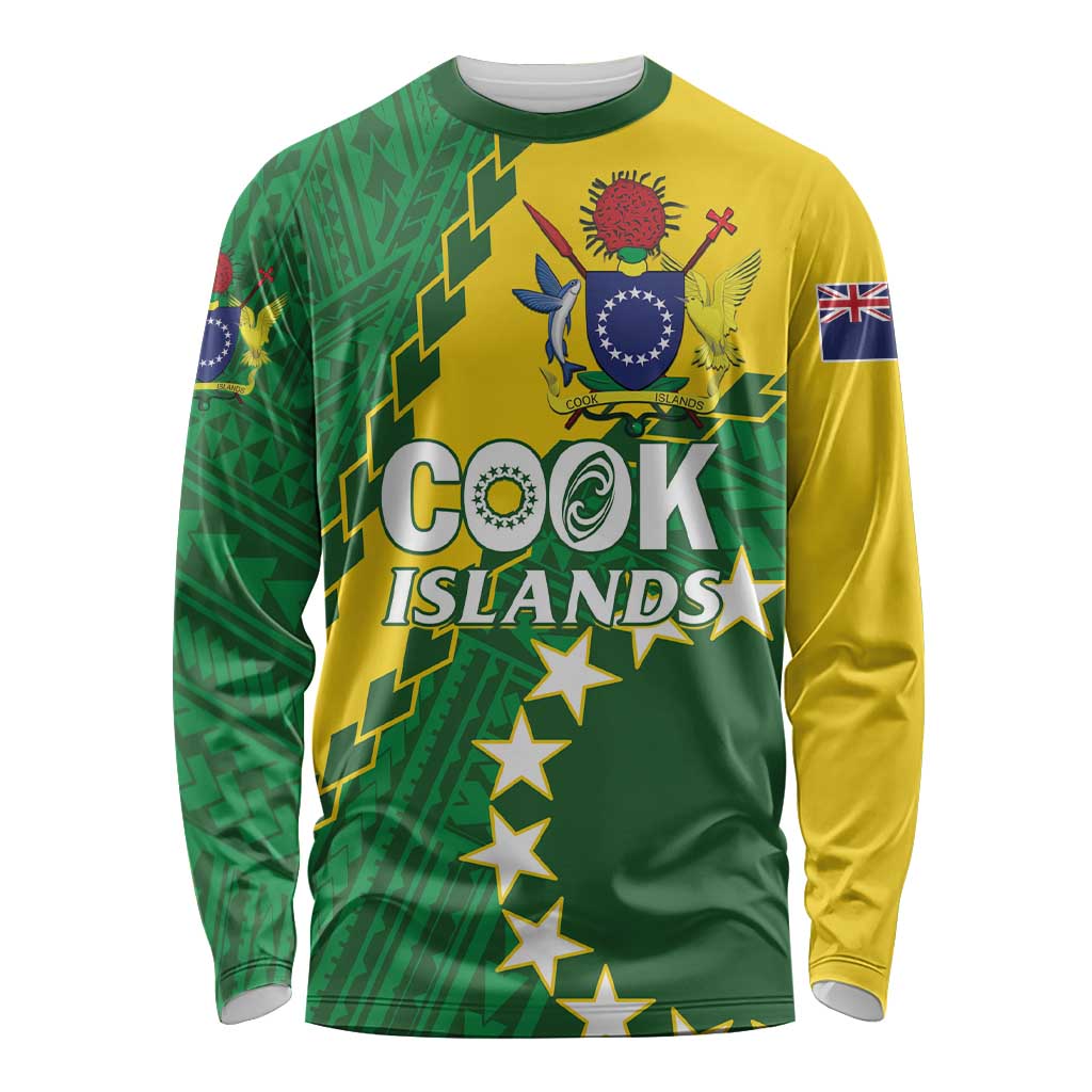 Custom Cook Islands Rugby Kukis Long Sleeve Shirt Circle Stars