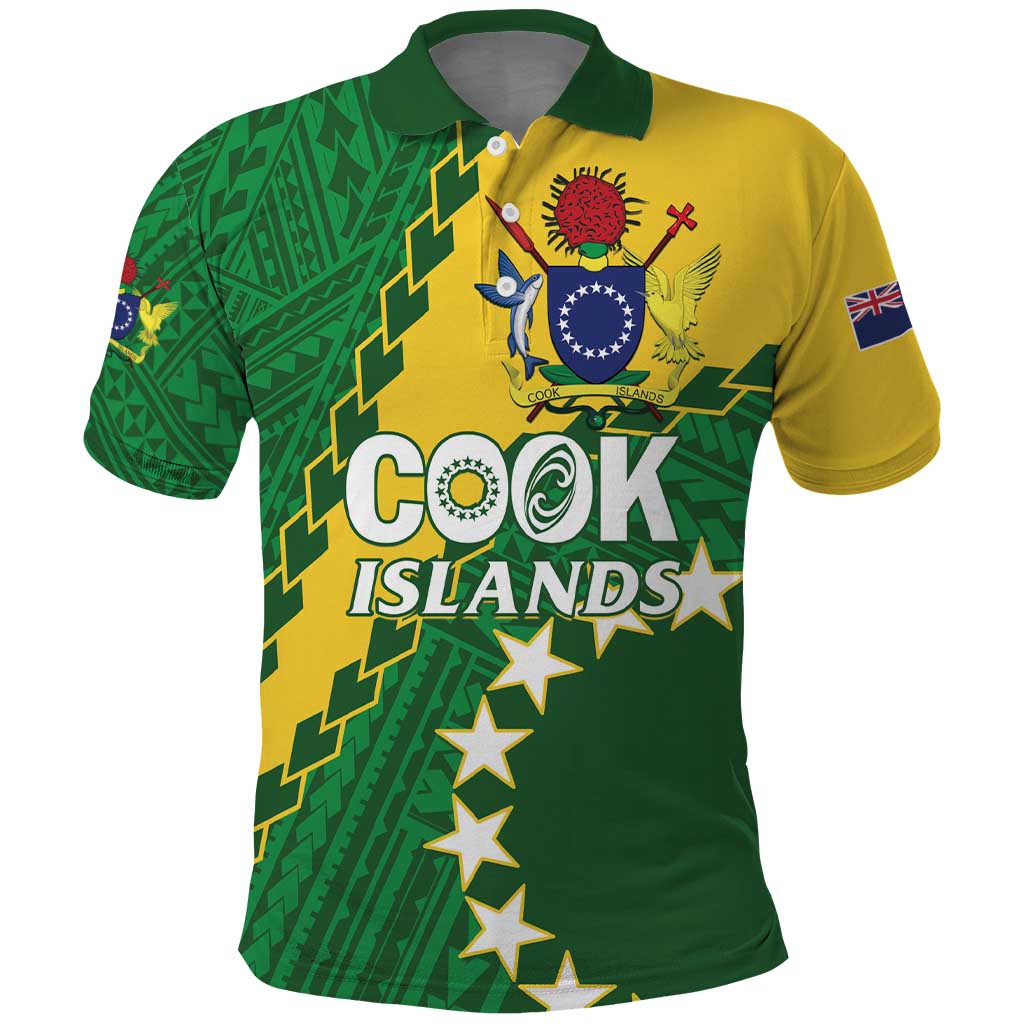 Custom Cook Islands Rugby Kukis Polo Shirt Circle Stars