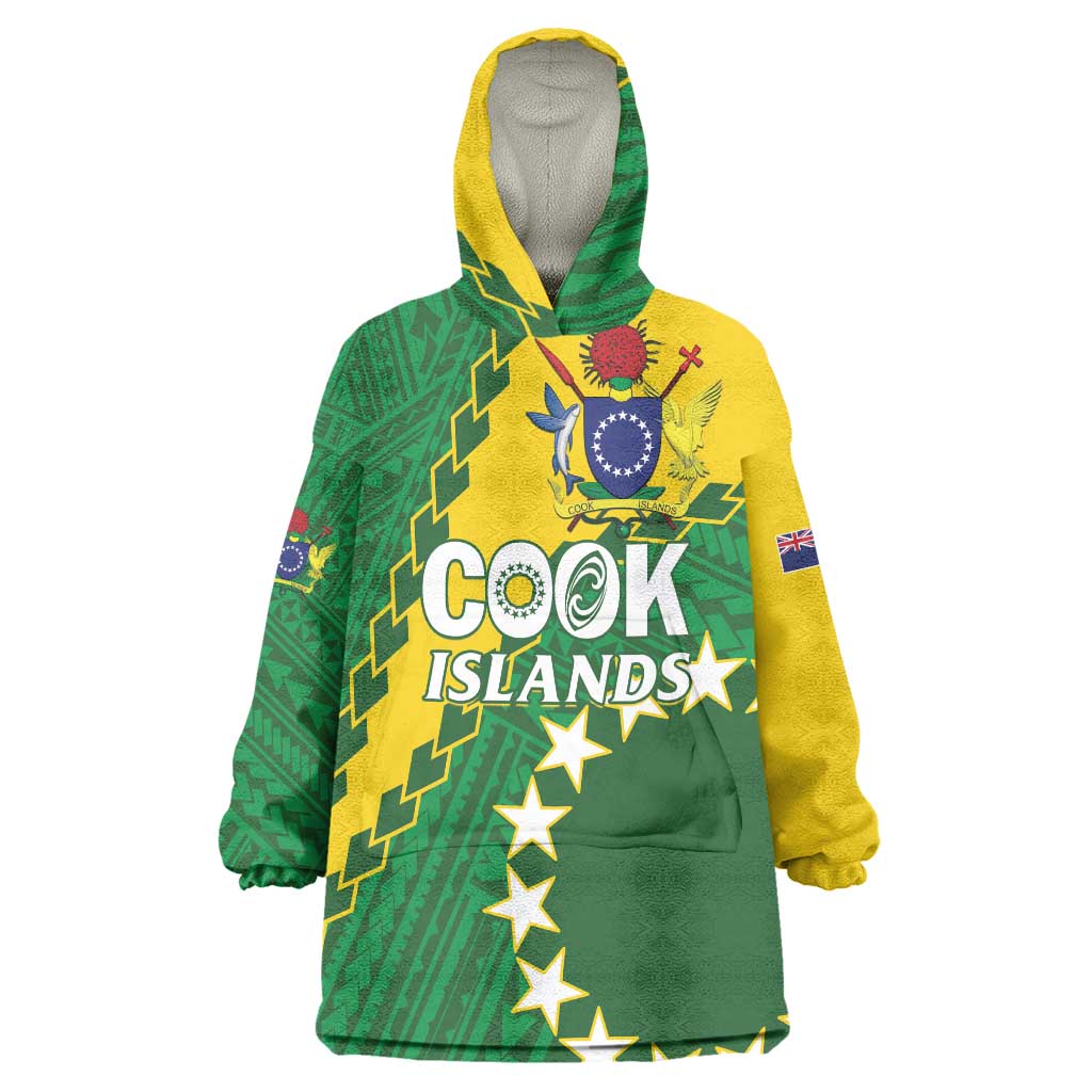 Custom Cook Islands Rugby Kukis Wearable Blanket Hoodie Circle Stars