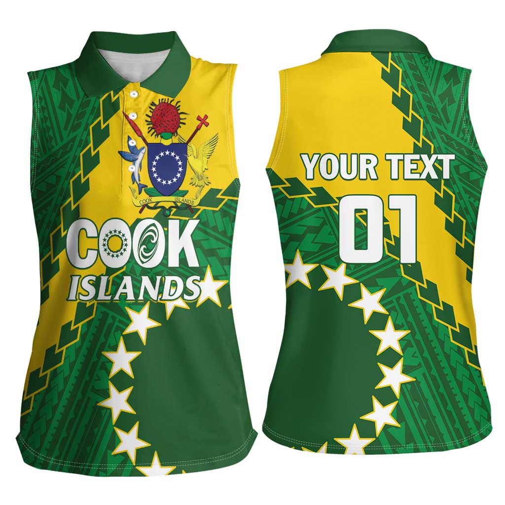 Custom Cook Islands Rugby Kukis Women Sleeveless Polo Shirt Circle Stars