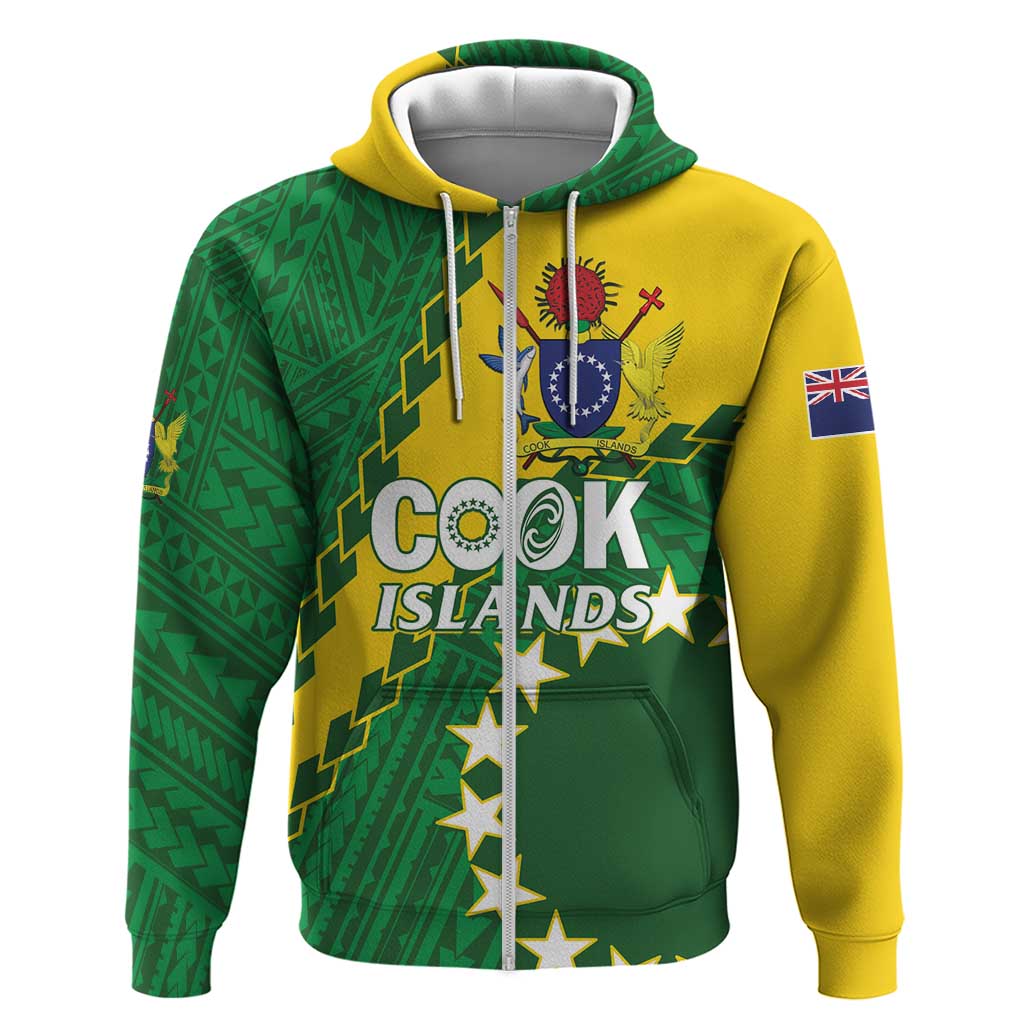 Custom Cook Islands Rugby Kukis Zip Hoodie Circle Stars