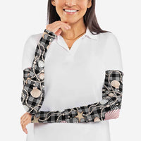 Hawaiian Ocean Seashells Arm Sleeves Black Palaka Pattern
