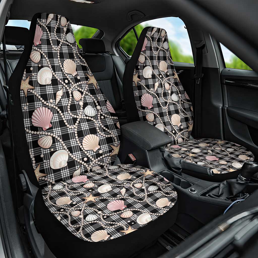 Hawaiian Ocean Seashells Car Seat Cover Black Palaka Pattern