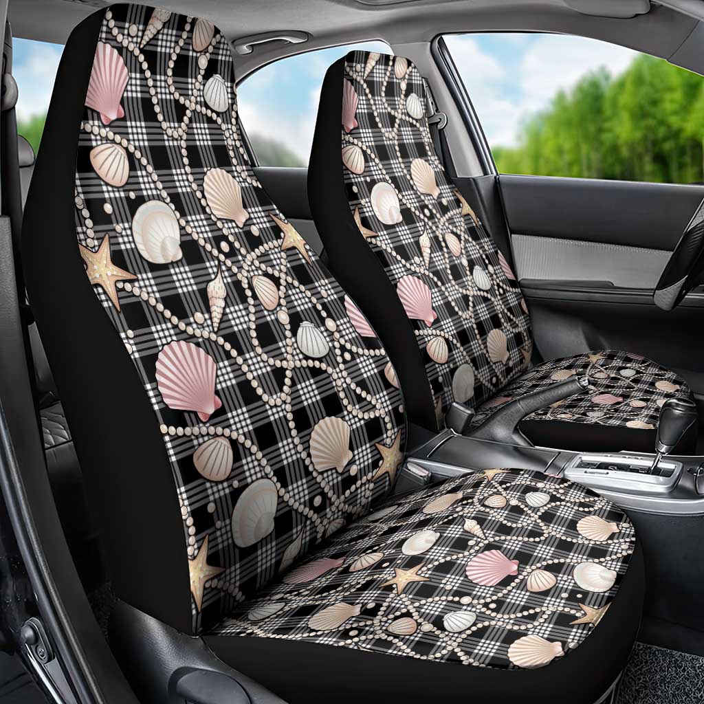 Hawaiian Ocean Seashells Car Seat Cover Black Palaka Pattern
