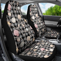 Hawaiian Ocean Seashells Car Seat Cover Black Palaka Pattern