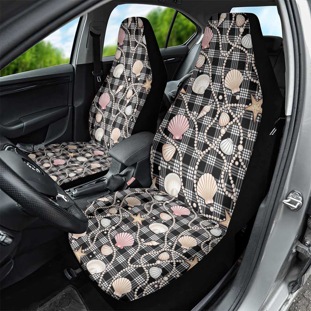 Hawaiian Ocean Seashells Car Seat Cover Black Palaka Pattern