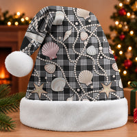 Hawaiian Ocean Seashells Christmas Santa Hat Black Palaka Pattern LT01 Without Fur Black - Polynesian Pride