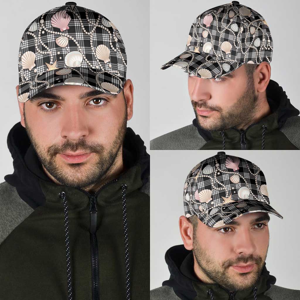 Hawaiian Ocean Seashells Classic Cap Black Palaka Pattern