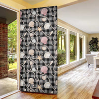 Hawaiian Ocean Seashells Door Cover Black Palaka Pattern
