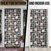 Hawaiian Ocean Seashells Door Cover Black Palaka Pattern