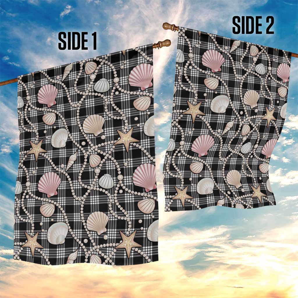 Hawaiian Ocean Seashells Garden Flag Black Palaka Pattern