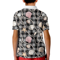 Hawaiian Ocean Seashells Kid Polo Shirt Black Palaka Pattern