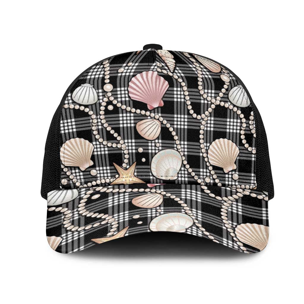 Hawaiian Ocean Seashells Mesh Trucker Cap Black Palaka Pattern