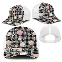 Hawaiian Ocean Seashells Mesh Trucker Cap Black Palaka Pattern