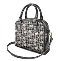 Hawaiian Ocean Seashells Shoulder Handbag Black Palaka Pattern
