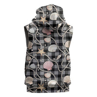 Hawaiian Ocean Seashells Sleeveless Zip Hoodie Black Palaka Pattern