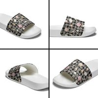 Hawaiian Ocean Seashells Slide Sandals Black Palaka Pattern