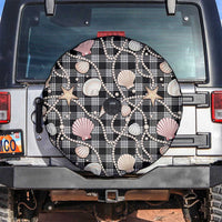 Hawaiian Ocean Seashells Spare Tire Cover Black Palaka Pattern