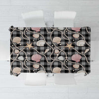 Hawaiian Ocean Seashells Tablecloth Black Palaka Pattern