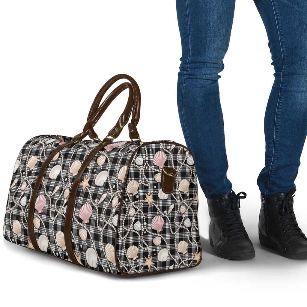 Hawaiian Ocean Seashells Travel Bag Black Palaka Pattern