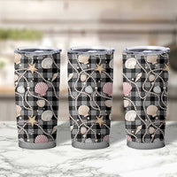 Hawaiian Ocean Seashells Tumbler Cup Black Palaka Pattern