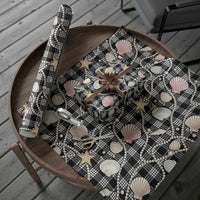 Hawaiian Ocean Seashells Wrapping Paper Black Palaka Pattern