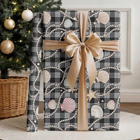 Hawaiian Ocean Seashells Wrapping Paper Black Palaka Pattern