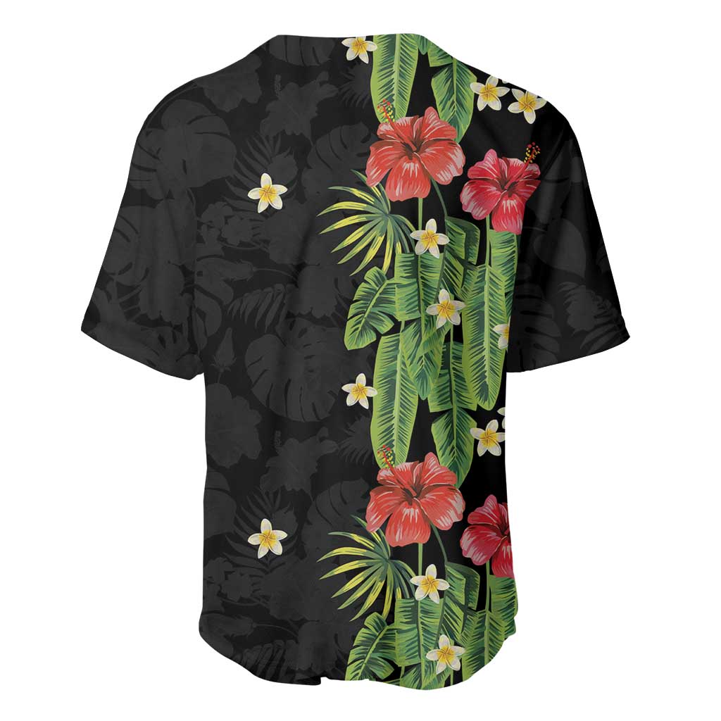 Hawaiian Hibiscus Plumeria Baseball Jersey Tropical Leaves