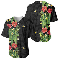 Hawaiian Hibiscus Plumeria Baseball Jersey Tropical Leaves