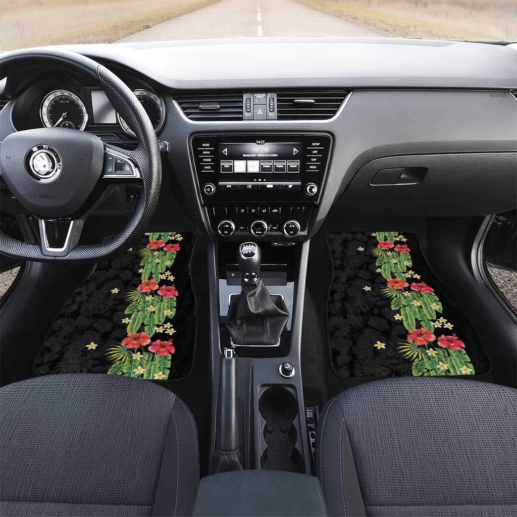 Hawaiian Hibiscus Plumeria Car Mats Tropical Leaves