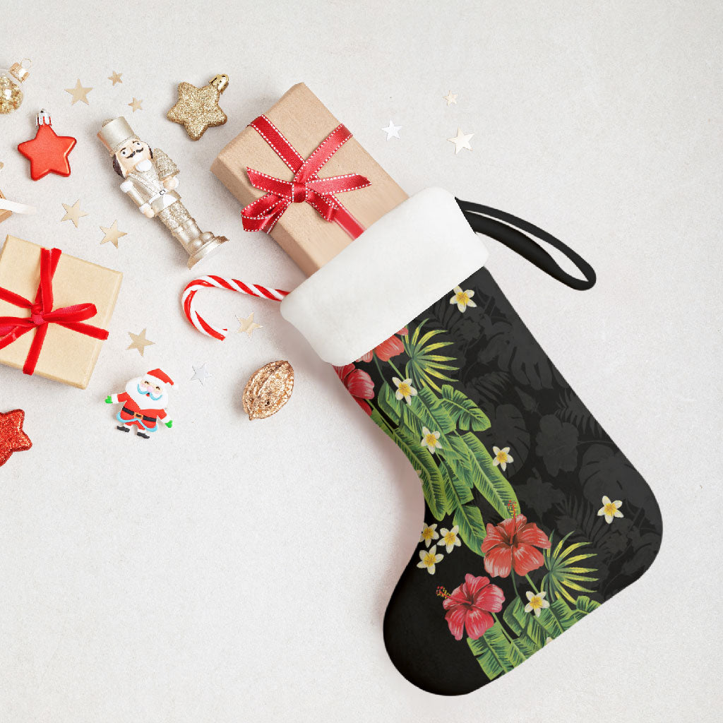 Hawaiian Hibiscus Plumeria Christmas Stocking Tropical Leaves LT01 - Polynesian Pride