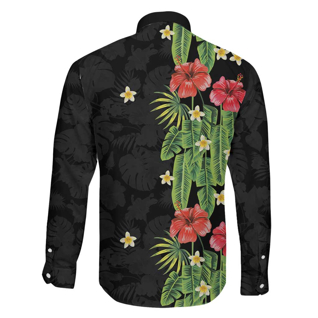 Hawaiian Hibiscus Plumeria Family Matching Off Shoulder Maxi Dress and Hawaiian Shirt Tropical Leaves LT01 - Polynesian Pride
