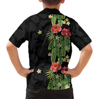 Hawaiian Hibiscus Plumeria Family Matching Off Shoulder Short Dress and Hawaiian Shirt Tropical Leaves LT01 - Polynesian Pride