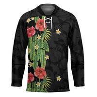 Hawaiian Hibiscus Plumeria Hockey Jersey Tropical Leaves