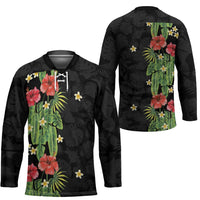 Hawaiian Hibiscus Plumeria Hockey Jersey Tropical Leaves